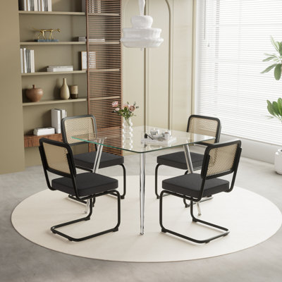 36in Square Glass Top Dining Set