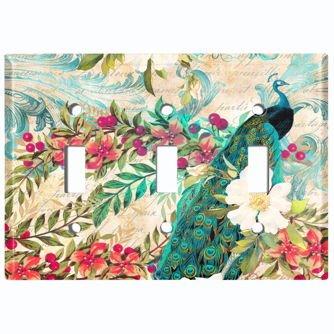 Patterned 3 - Gang Toggle Light Switch Standard Wall Plate WorldAcc