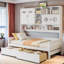 Lit de jour en bois tout-en-un Bellinger avec 2 tiroirs, armoires et tablettes-856040726-856040727