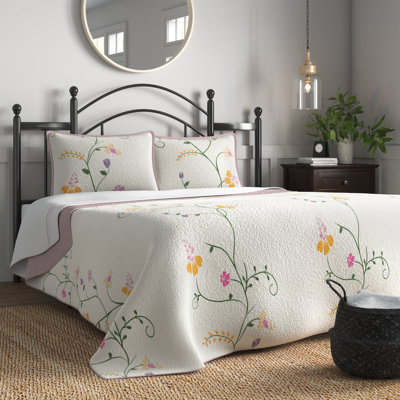 Ensemble de courtepointe traditionnelle en microfibre crème 3 pièces 