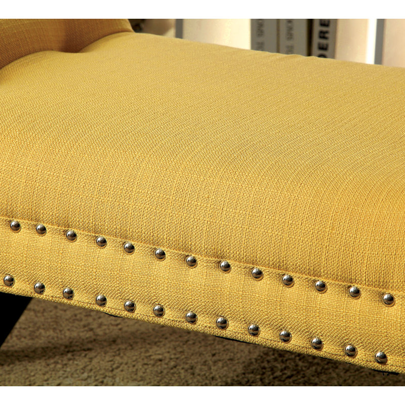 Polyester Upholstered Bench, Yellow