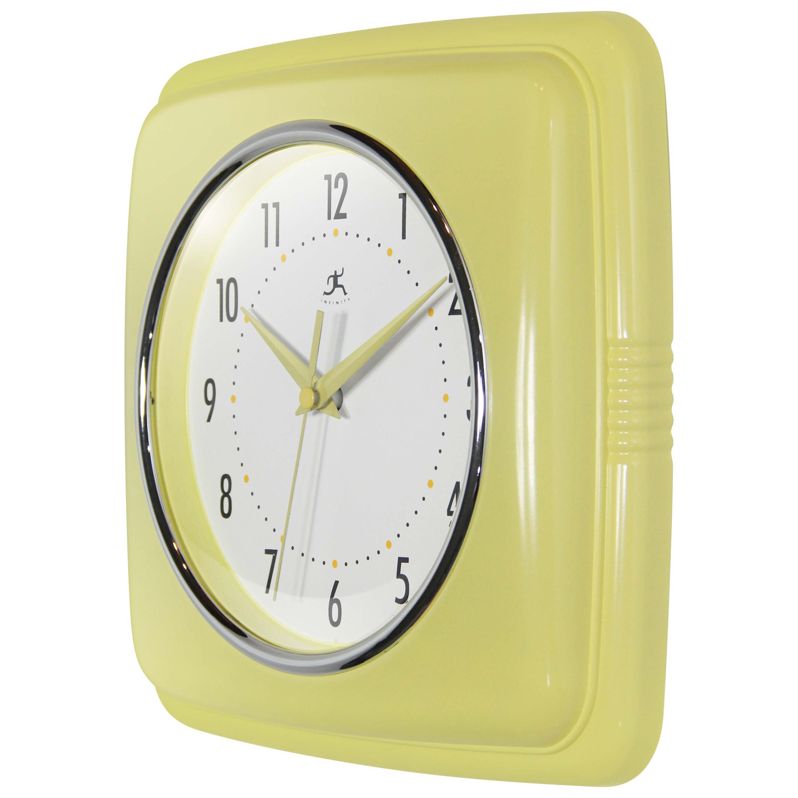 Orrwell Square Plastic Wall Clock 9.25 Inches, Yellow