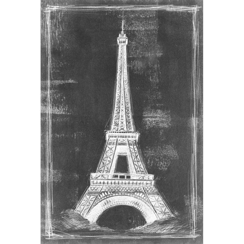 "Eiffel Tower Blueprint" Print on Wrapped Canvas, 36" H x 24" W x 1.5" D