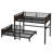 Full over Full Metal Bunk Bed, Metal Loft Bed, Separable Convertible Bunk Bed, Raised Security Fence, Space Saving, Easy Assembly,Vintage Wood-colored-2040507695-2040507666