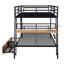 Lit superposé en métal noir avec bureau intégré et 2 tiroirs progressifs - Chambre double pour utilisation