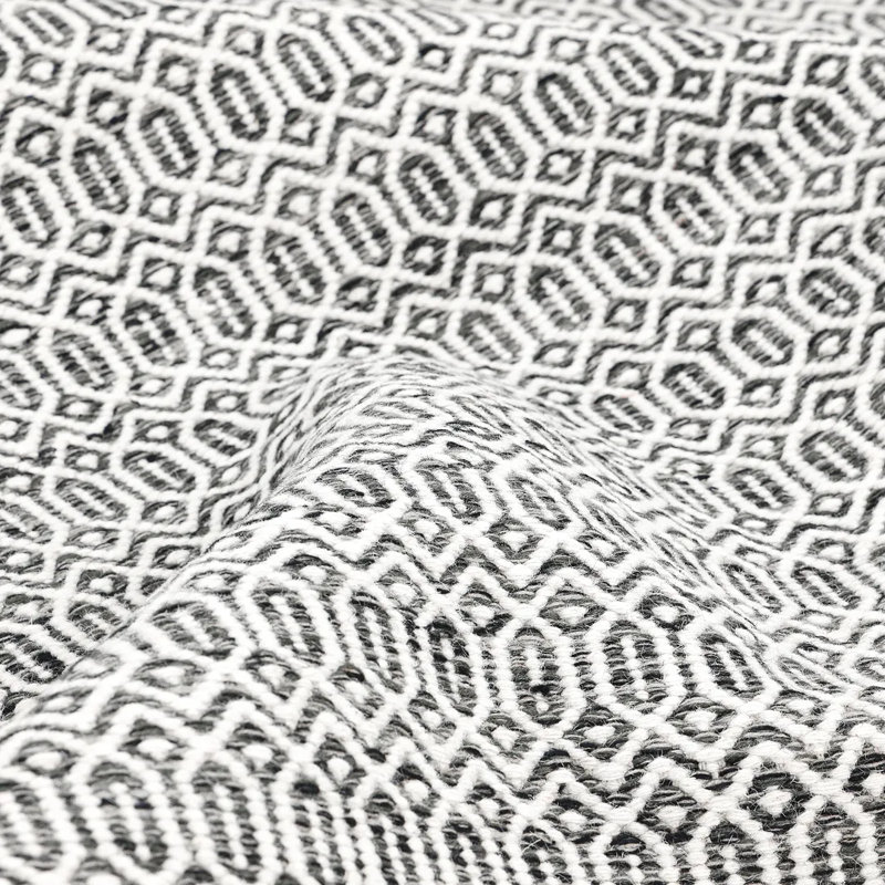 Tapis gris / blanc en coton tissé à la main Rhian, Rectangle 10 pi x 14 pi