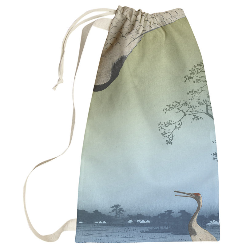 Sac à linge japonais grues Macintyre, Petit (H 64 po x l 20 po x P 1,5 po), Bleu / Vert
