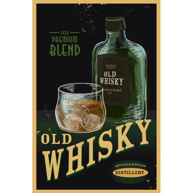 «Old Fashioned Whiskey», publicité sur toile tendue, L 12 po x H 18 po