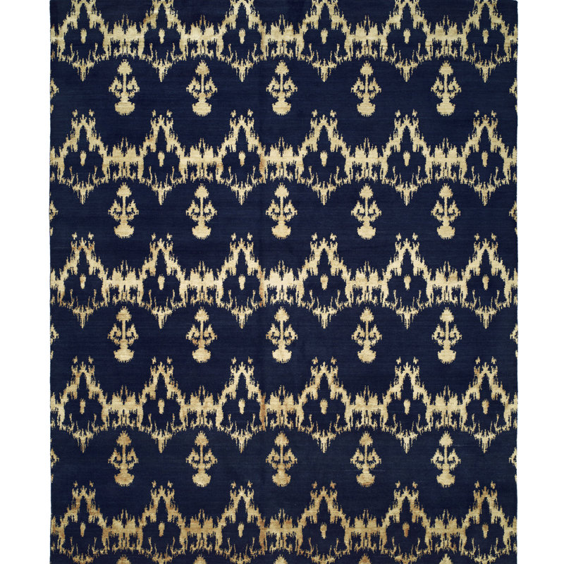 Ikat Area Rug in Blue, Rectangle 2' x 3'