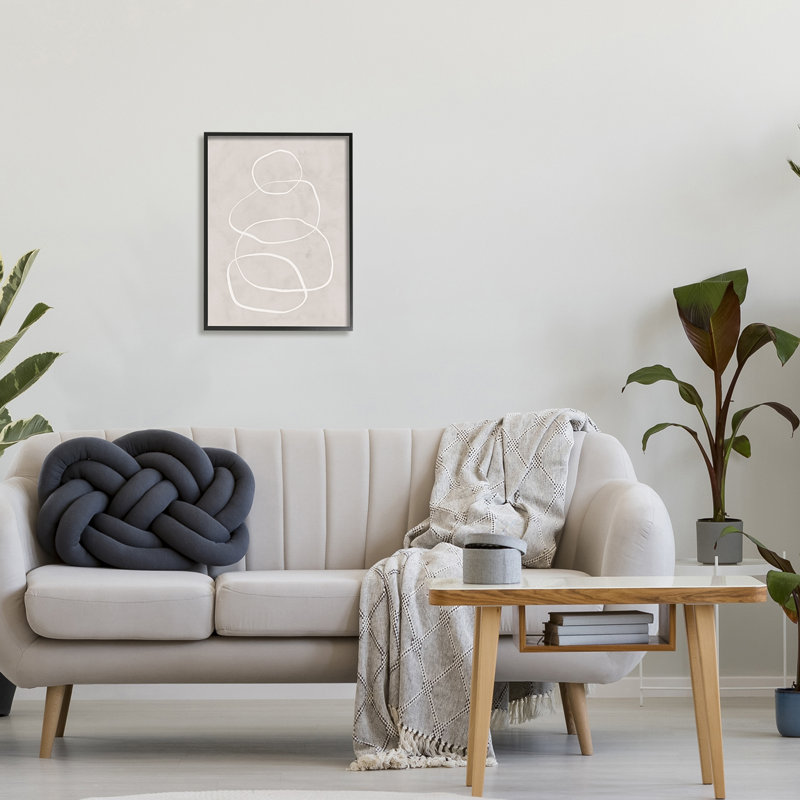 Rock Balance, dessin au trait, rétro, H 16 po x l 20 po, Giclée encadrée noir minuit