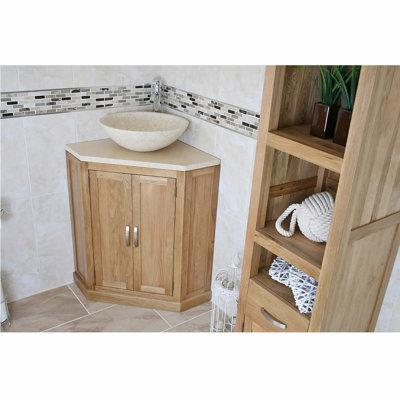 Decamp 550 mm Freestanding Single Vanity with Vessel Stone Basin