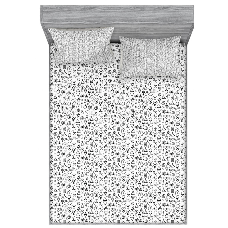 Microfiber Geometric Sheet Set, Full Sheet Set with 2 Pillowcases