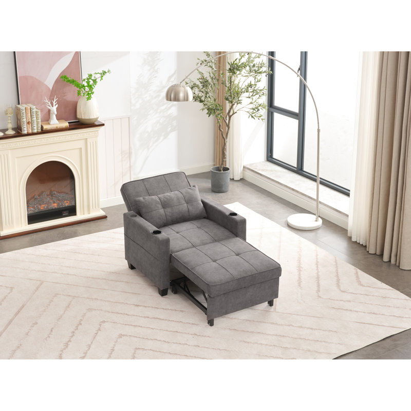 Fauteuil-lit convertible - gris foncé, profondeur de produit de 66,6 po, lit futon pour appartements de style moderne