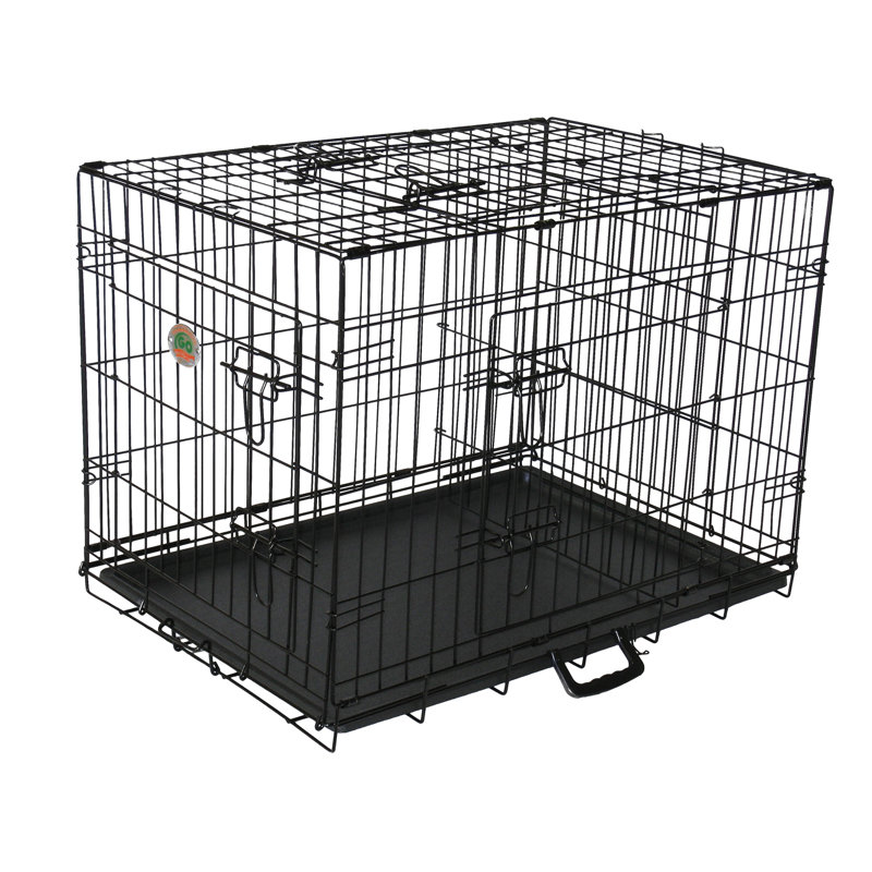 Metal Collapsible Pet Crate with 3 Doors, Large (30" H x 28" W x 42" D)