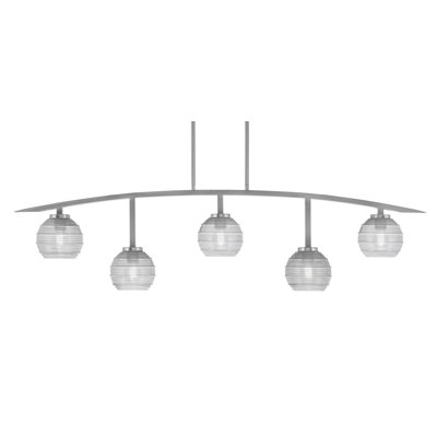 Barre d'éclairage 5 lumières kurve au fini graphite avec verre nervuré de 6 po