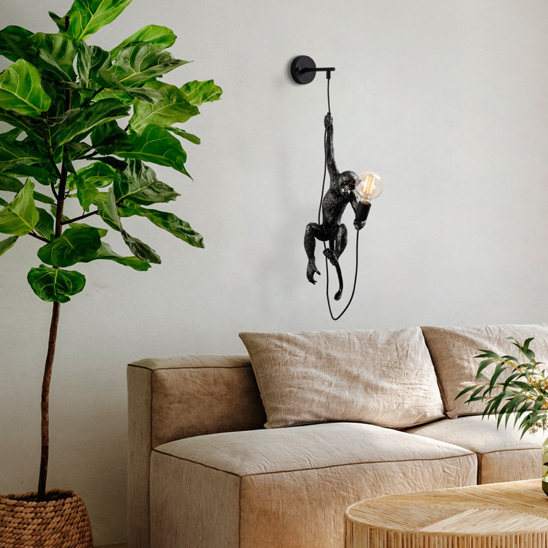 Hocroft Hand-Painted Wall Lamp, Black, 9.4 x 9.4 x 26.8 inches | 100% Polyester, Adjustable Height, Base Plate Diameter: 3.9 inches | 220-240 V, E27 Socket (Max 40 W), IP20 Rated | Unique Design for Modern Home Decor, Stylish & Functional Lighting