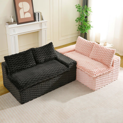 Pink&Blackturtle Velvet Double Chaise Lounge Multifunctional Lazy Sofa