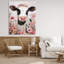 Vache et toile de fleurs sauvages roses, design par Sara Culpepper-1445511141