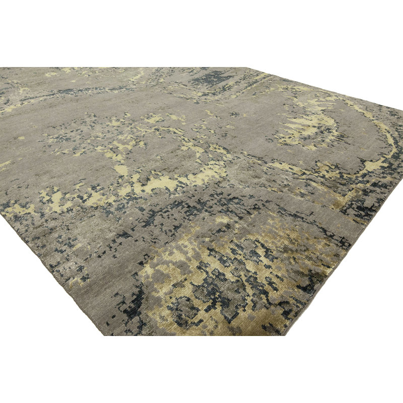 Abstract Area Rug in Gray, Rectangle 3' x 5'