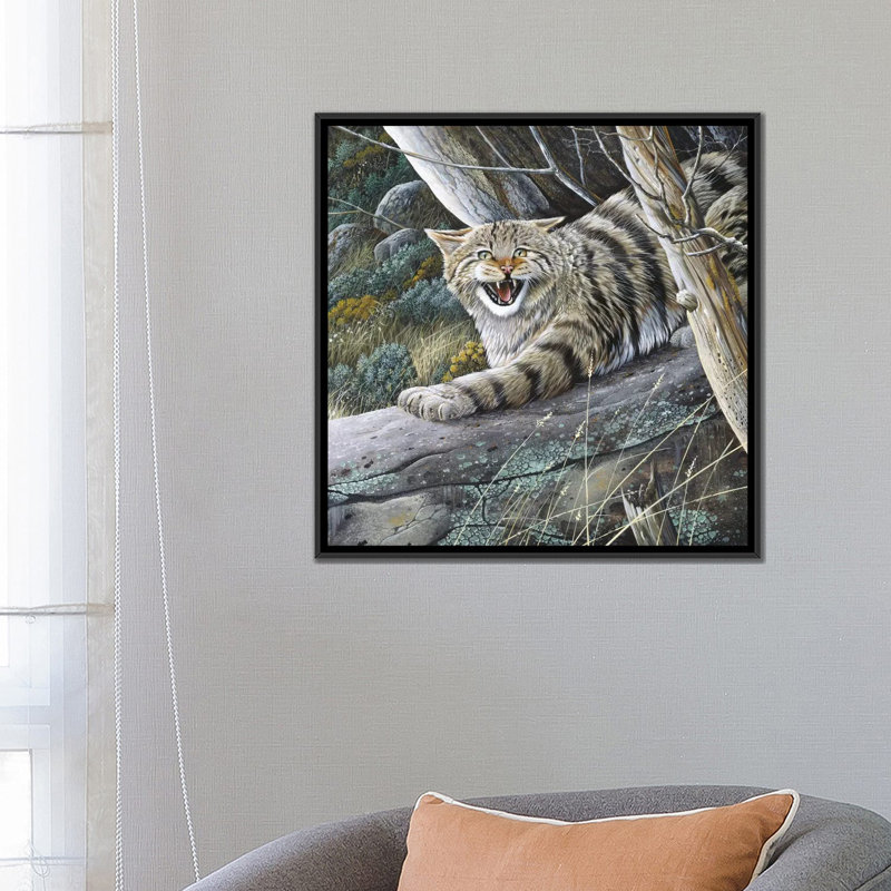 « lynx », impression sur toile, H 18 po x l 18 po x P 1,5 po, Toile avec cadre noir, Pas de tapis