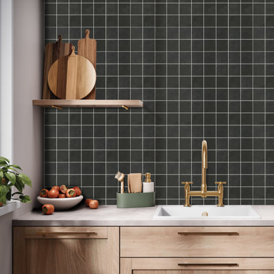 Literary License 3'' W x 3'' L Porcelain Concrete Look Tile Grid Mosaic Sheet