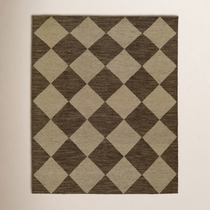 Winnie Wool Geometric Area Rug in Brown/Tan, Rectangle 8' x 10'