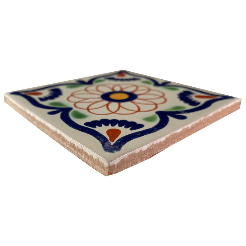 Dosseret en argile mexicain TalaMex 4,2 "x 4,2" fait à la main Talavera