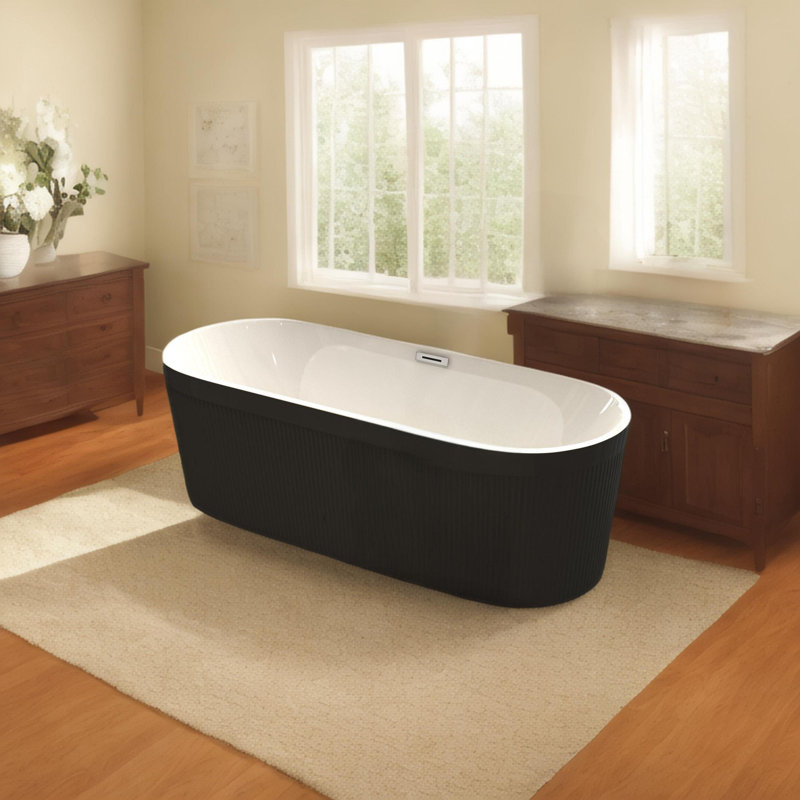 59 " L x 30 " W Mounting / Installation Required Soaking Acrylic Bathtub, Black