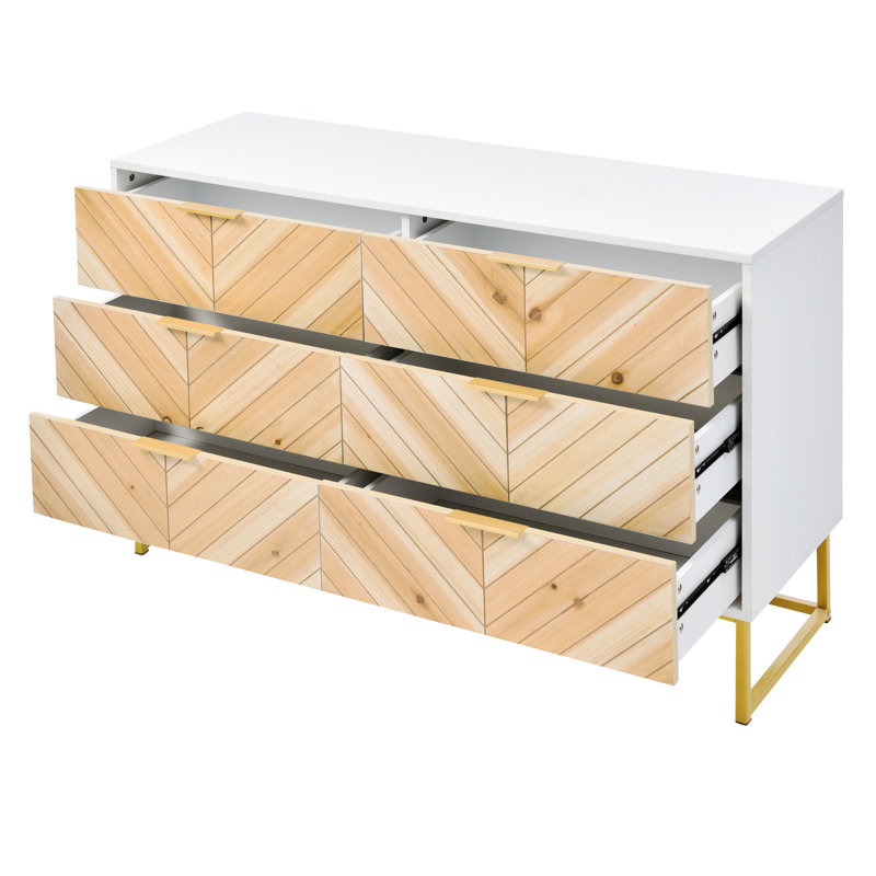 Armoire d'appoint Kazuyuki, Blanc / Naturel, Doré