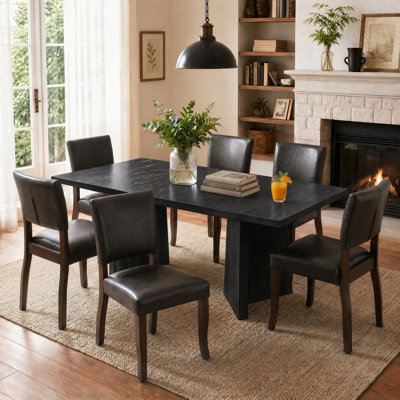 3-Piece Extendable Rectangular Dining Table Set, Expandable Kitchen Table (46.8" To 62.4") With Upholstered Dining Chairs, Farmhouse Dinette Set For D