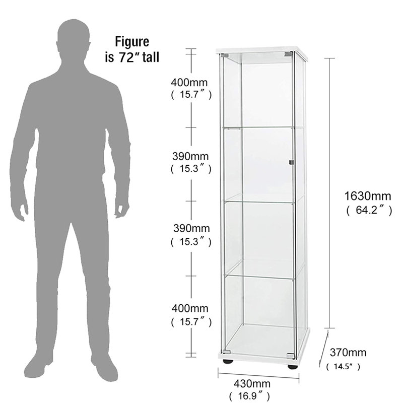 64.56'' H x 16.73'' W Glass Tower Display Cae, White