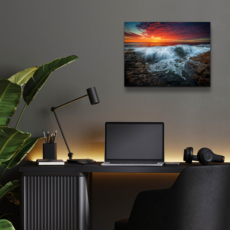 Art mural en verre Ebern Designs «Day Break» par Rick Berk, H 12 po x l 16 po x P 0,13 po