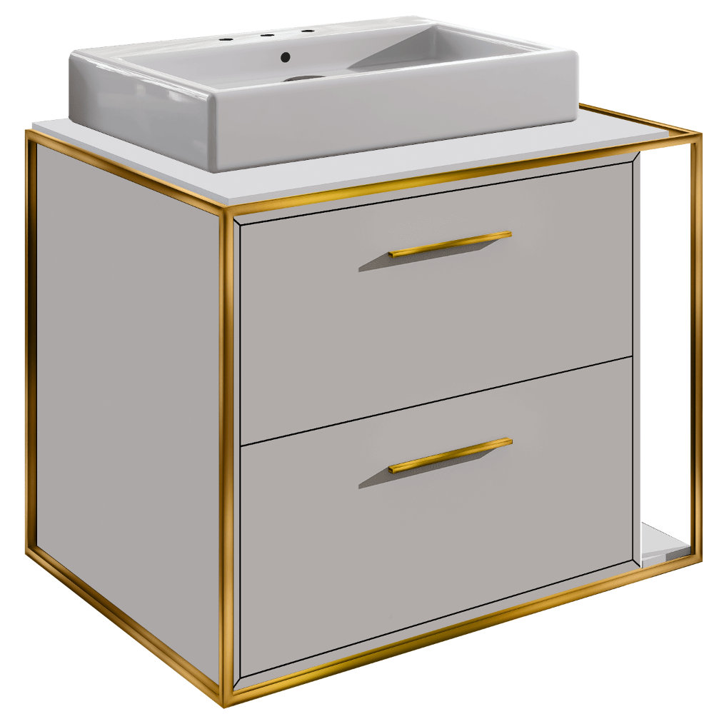 Linea 24'' Single Bathroom Vanity, Cloud, Brass, 8" Widespread