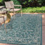Tapis sarcelle / gris tissé texturé Hagerman-1881205364