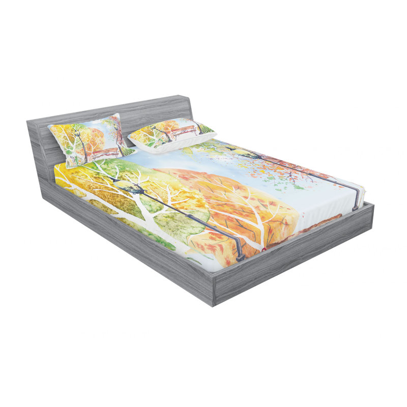 Ensemble de draps Autumn Park, Ensemble de drap pour grand lit avec drap-housse