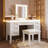 48" Vanity Desk with Mirror and Lights, 7 Drawers and Cushioned Stool-2088358339