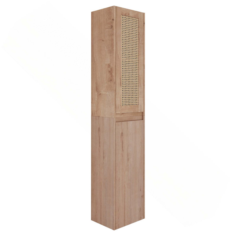 12-Inch Long Float Mounting Bathroom Side Cabinet With Soft Close Doors, Imitative Oak