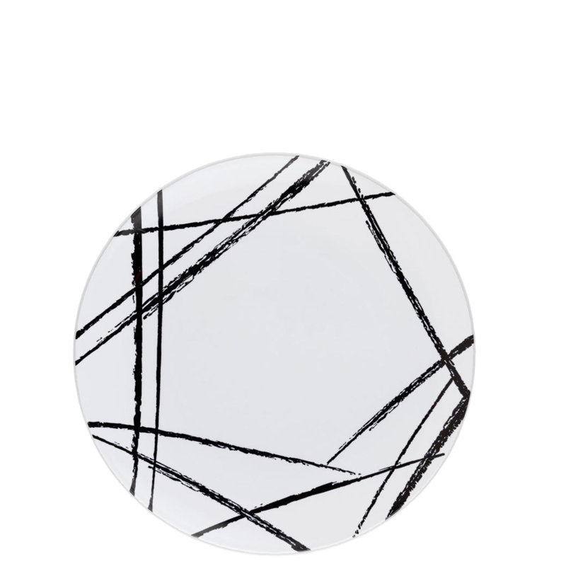 Ensemble de vaisselle de table jetable Ecoqualité pour 10 personnes, Blanc / noir, 30