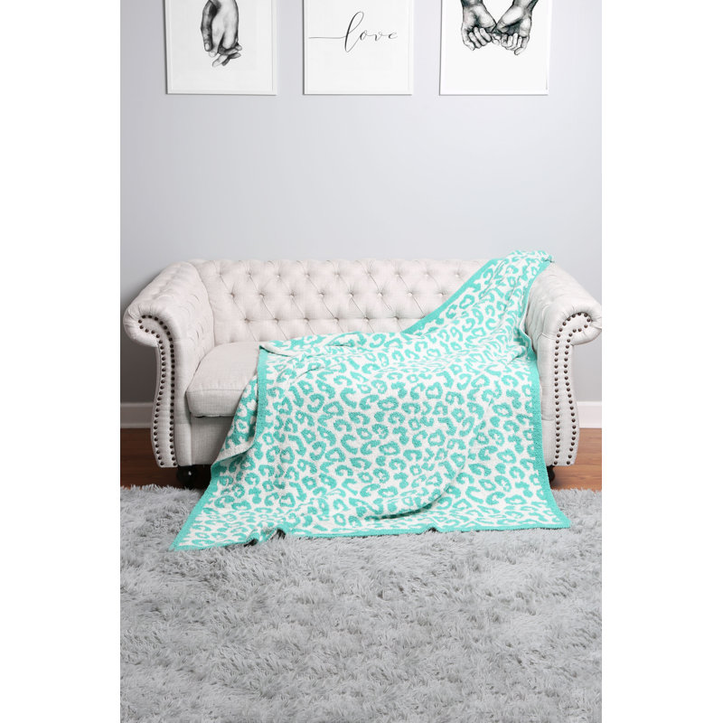 Leopard Pattern Luxury Soft Throw Blanket, Mint