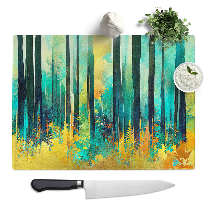 Abstract Forest Striped Vol.1  Glass Chopping Board