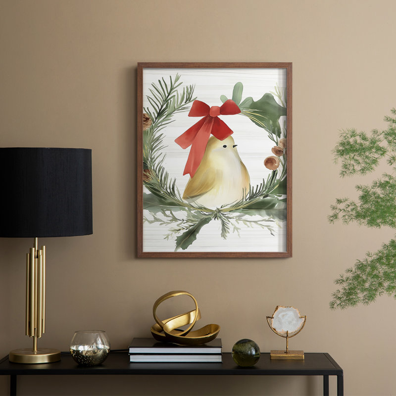 «Christmas Holiday Art», reproduction encadrée en bois massif, H 11 po x l 9 po, Noyer