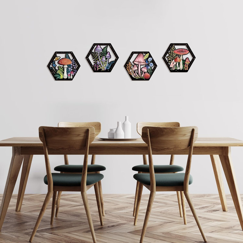 Ensemble de 4 pièces d'art mural fantaisiste en bois Cottagecore