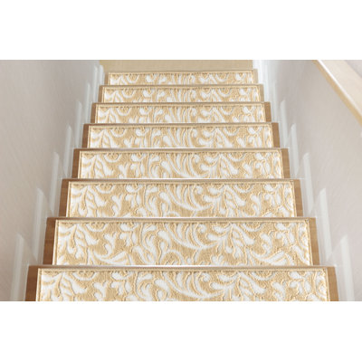 Tapis d'escalier floral beige