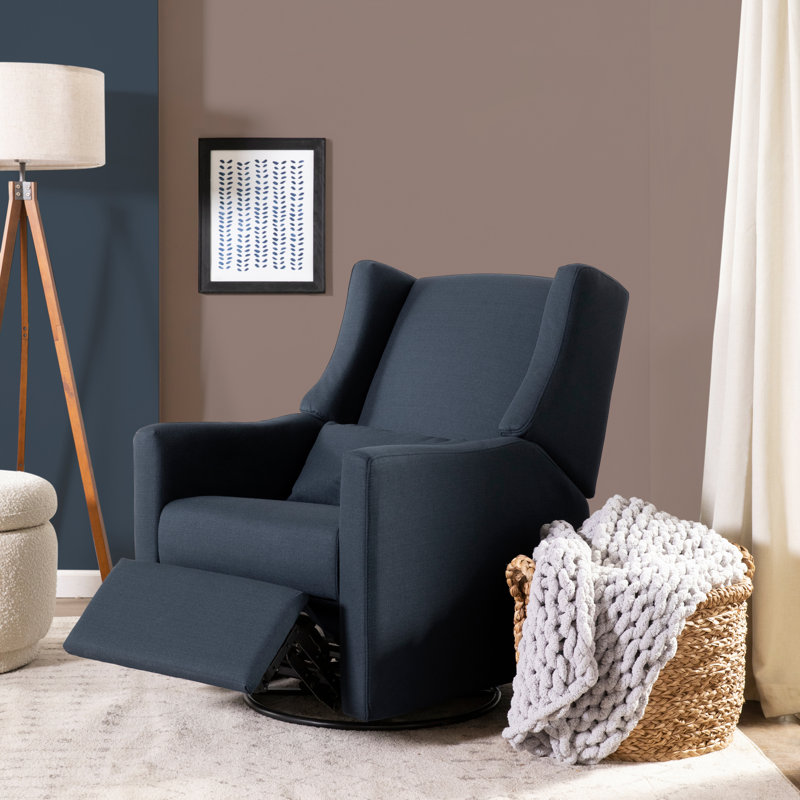 Kiwi Electronic Recliner and Swivel Glider with USB port, Navy Eco-Twill