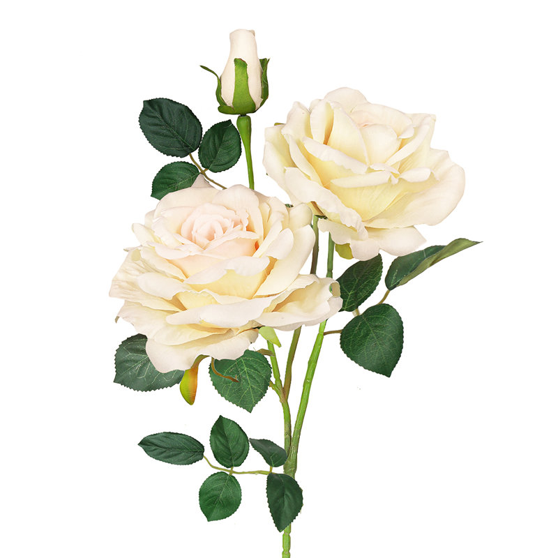 Fleur artificielle rose, Ivoire champagne