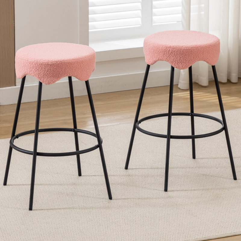 Tabouret de comptoir rembourré 26,97 po Kipten, Rose