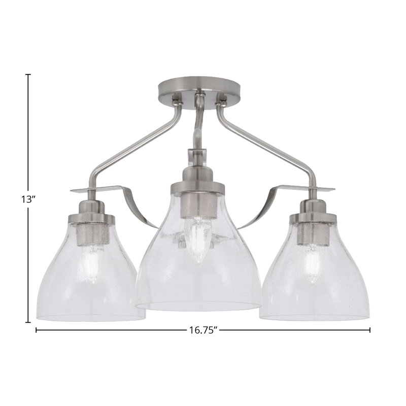 Luminaire semi-encastré 3 lumières Odyssey au fini nickel brossé avec verre transparent de 6,25 po