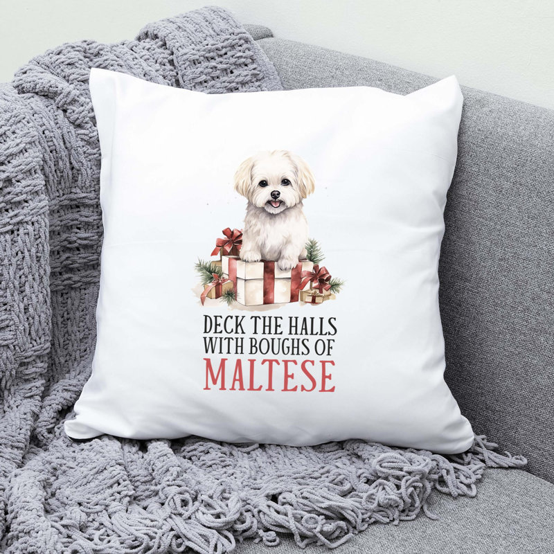 09_maltese Polyester/Polyester Blend Reversible Throw Pillow, 16" x 16"