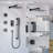 3-Function Shower System With 12" Ultra-Thin Square Shower Head,Body Jets And Hand Shower (Valve Included)-113407238