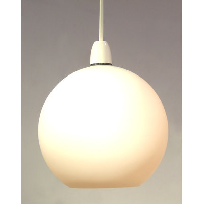 20cm H Glass Round Pendant Shade ( Screw On ) in Matt Opal White